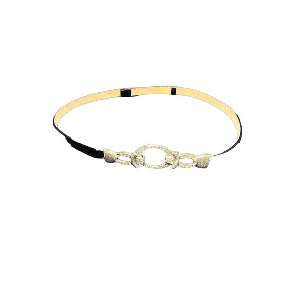 Chico's Adjustable Hook & Loop rhinestone Embellished Buckle Belt black - Picture 3 of 6